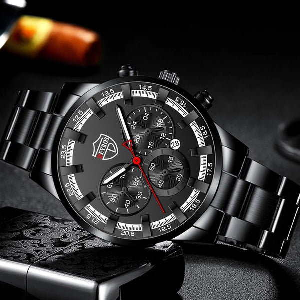 Men's stainless steel chronograph wristwatch