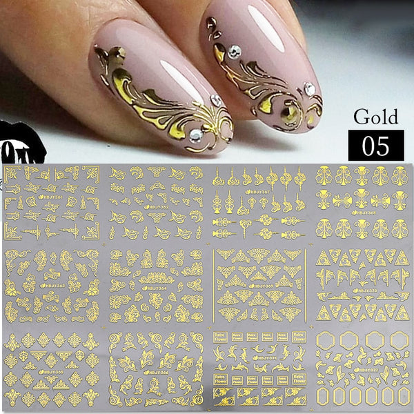 Self-adhesive nail art sticker set (12 sheets)