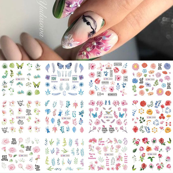 Self-adhesive nail art sticker set (12 sheets)