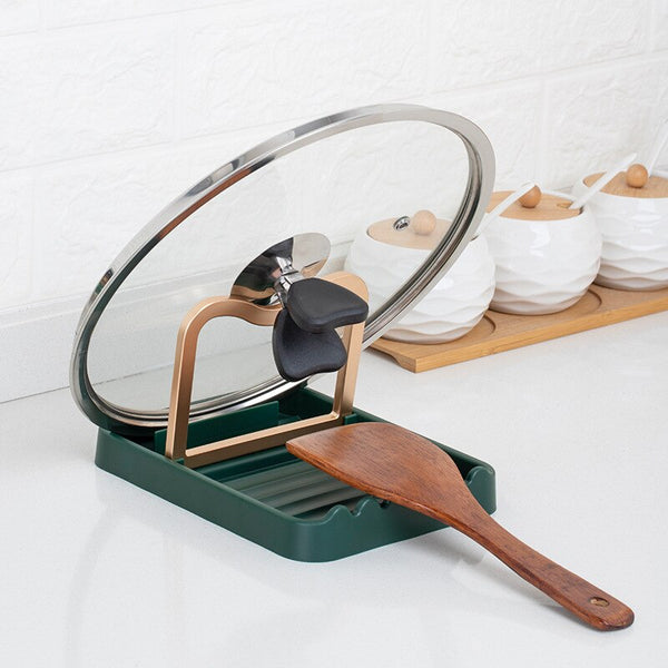 Elegant cooking pot lid & wooden spoon holder