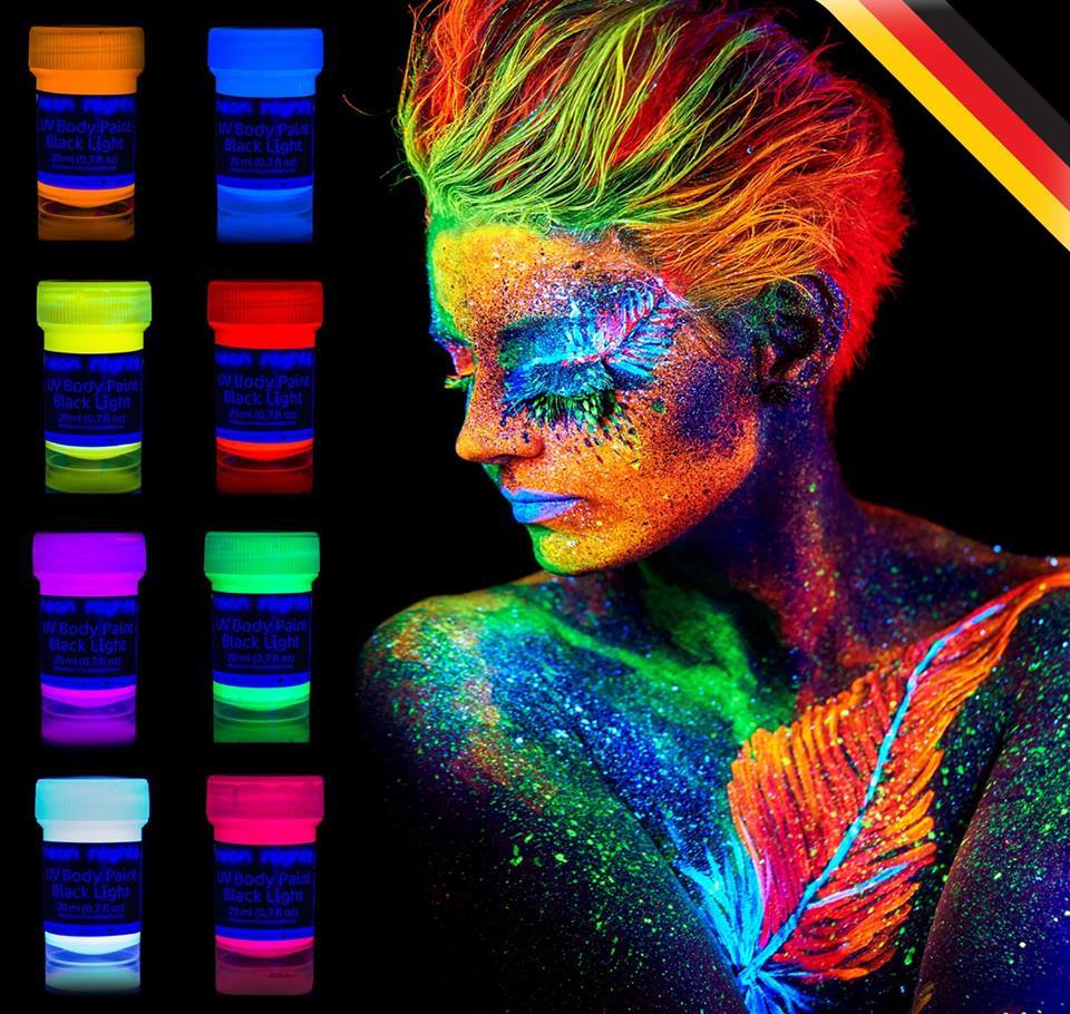 6 fluorescent UV body painting body colors