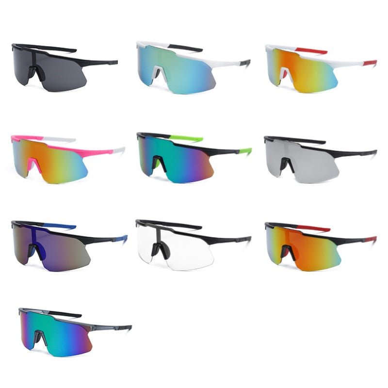 Simple wide mirrored bicycle sunglasses