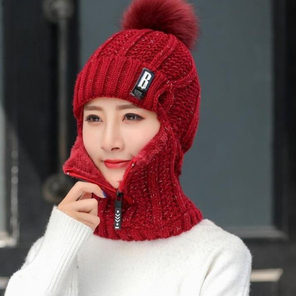 Women's winter wool ski hat