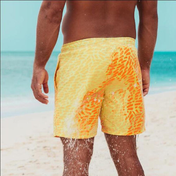 Color-changing swimming trunks when wet