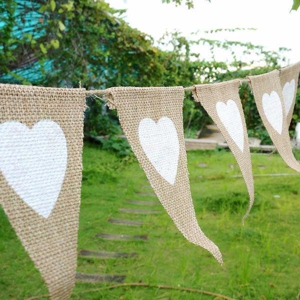 13-piece linen pennant set heart wedding decoration