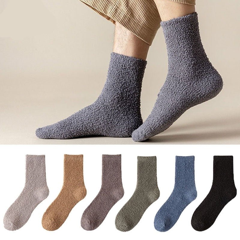 Fluffy warm fleece socks for men
