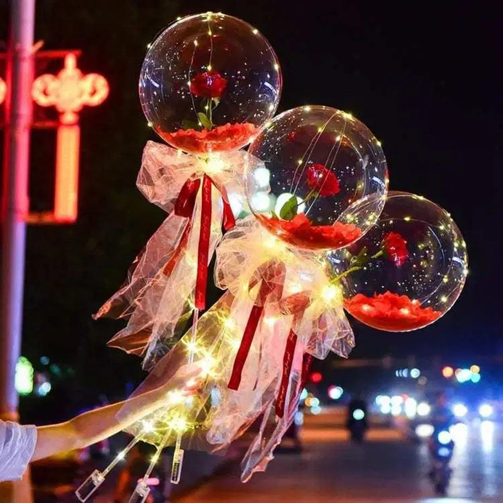 LED balloon with rose