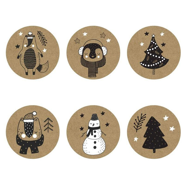 Round self-adhesive Christmas stickers (500 pieces)