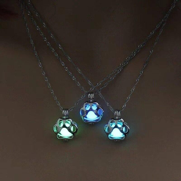Glow in the dark cat paw necklace