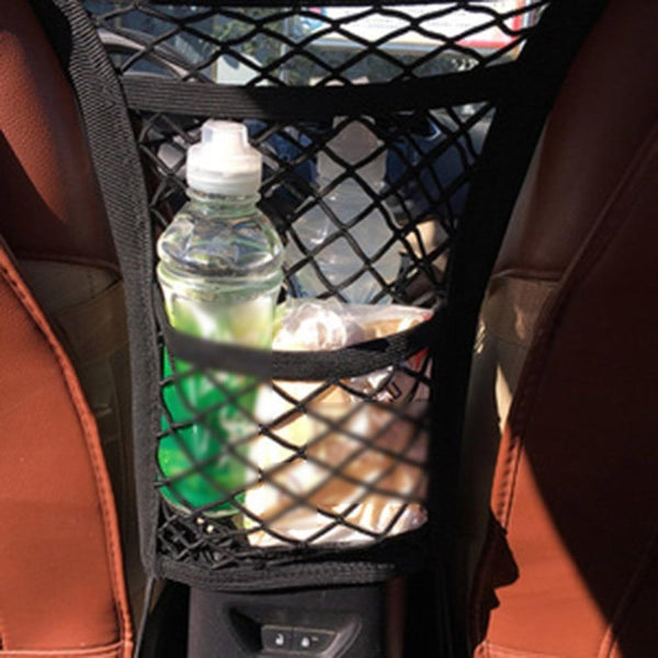 Universal car seat storage net for center console