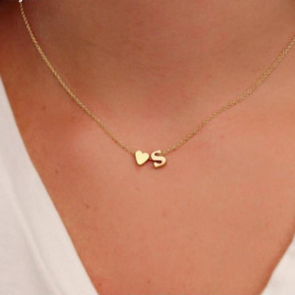 Necklace with heart pendant & letters