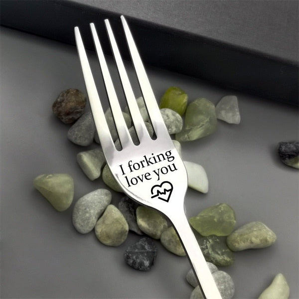 Romantic engraved fork