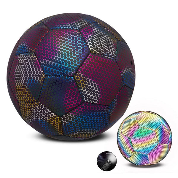 Glowing reflective soccer ball
