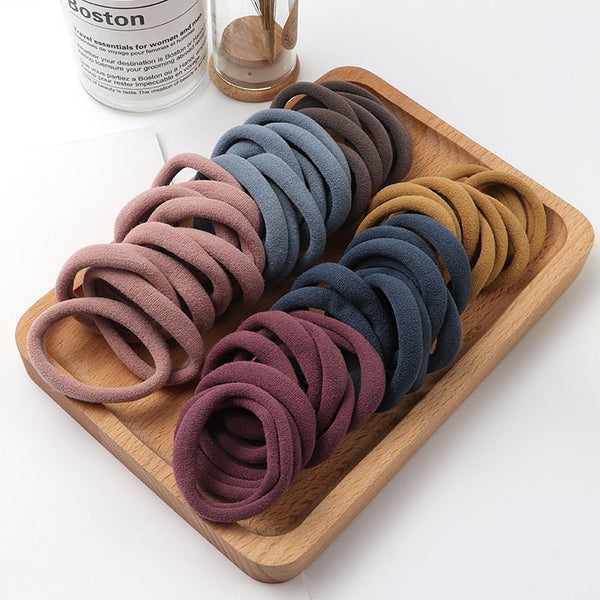 Solid Color Large Elastic Hair Ties (Pack of 50)