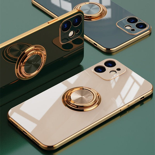 Elegant iPhone case with metal stand ring