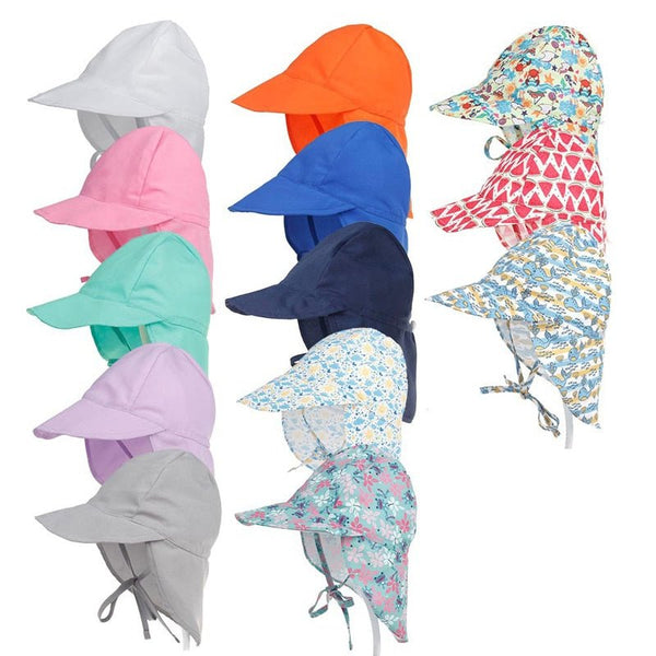 Baby UV sun hat with peak and neck protection