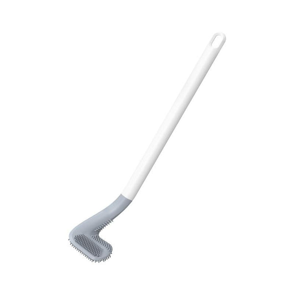 Silicone toilet cleaning brush shaped for corners