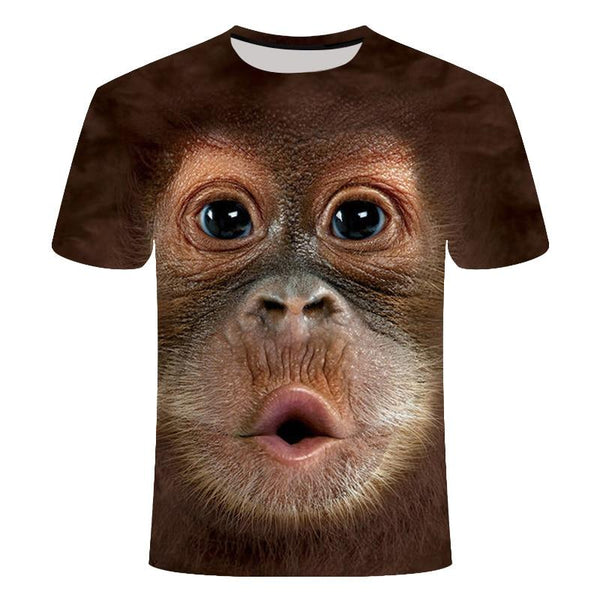 3D t-shirt for men and women with monkey print