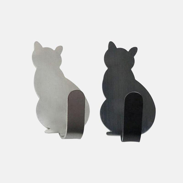 2 self-adhesive cat wall hooks made of stainless steel