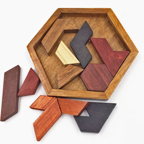 Hexagon Montessori geometrisches Holz Puzzle
