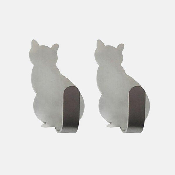 2 self-adhesive cat wall hooks made of stainless steel