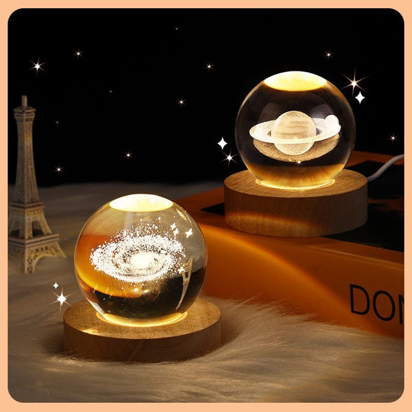 3D Galaxy Crystal Ball Night Light Lamp