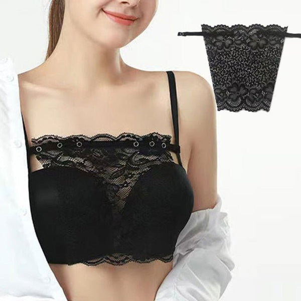 Cleavage lace clip-on bra insert