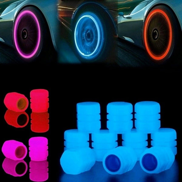 Glow in the Dark Color Tire Valve Caps (Pack of 4)