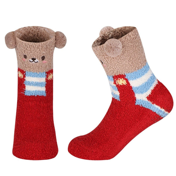 Fluffy fleece animal socks