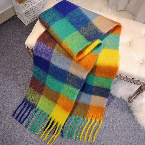 Colorful fluffy cashmere scarf