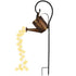 Hanging solar outdoor watering can with waterfall fairy lights & stand