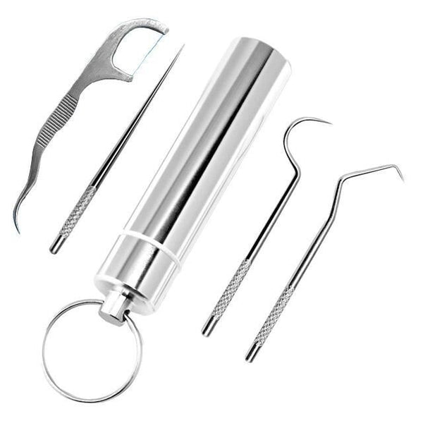 Stainless steel toothpick set for key rings (4 pieces)