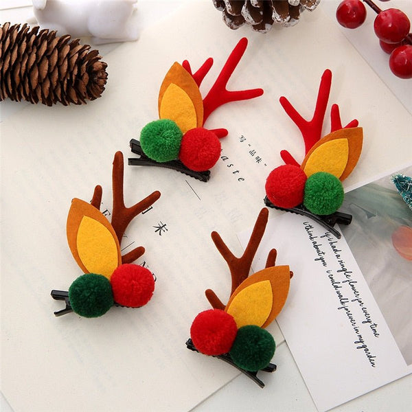 Christmas reindeer antler hair pins