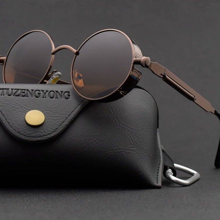 High quality round steampunk sunglasses
