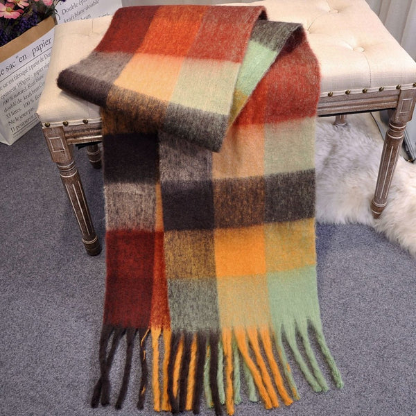 Colorful fluffy cashmere scarf