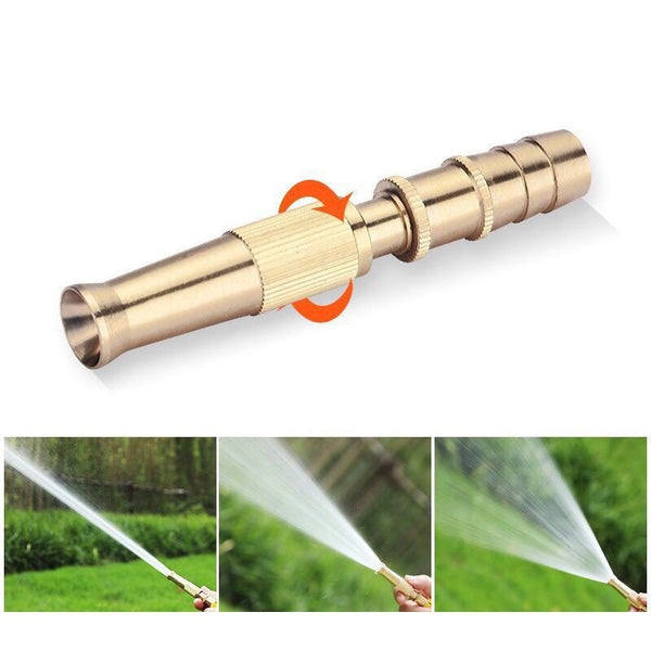 Adjustable brass high pressure water nozzle for the garden hose