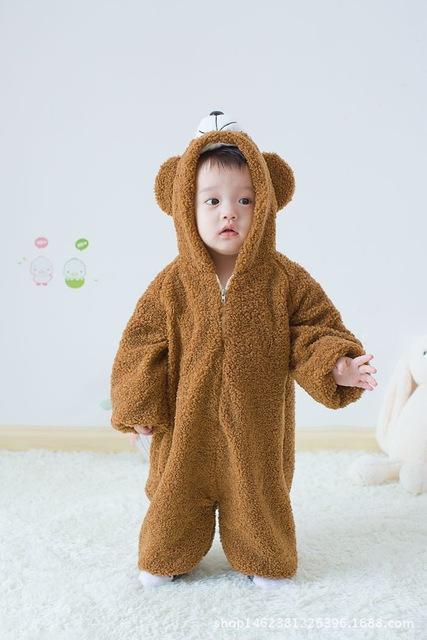  brown / XS (65-80CM) Kinder Bären Onesie Pyjama