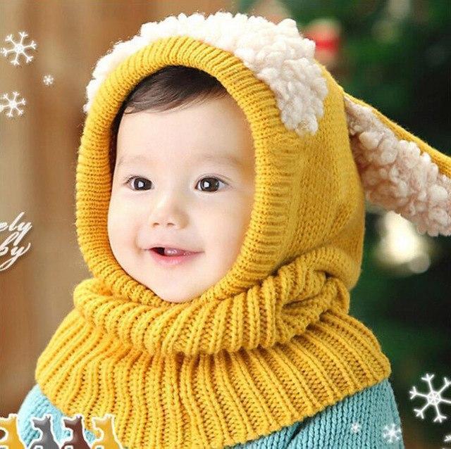  Gelb Kombination Kinder Wollmütze + Schal