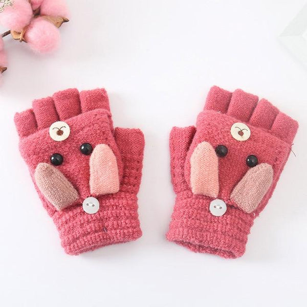 Children's gloves without fingertip with cap