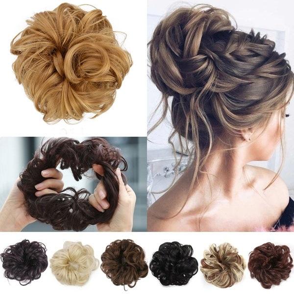 Hair tie with hairpiece for updos