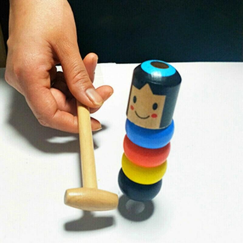 Jumping magnet manikin Daruma wooden toy