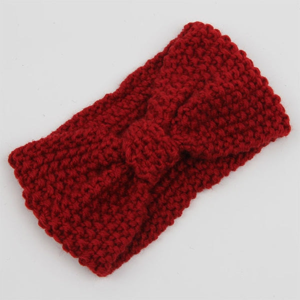 Knitted wide headband made of wool