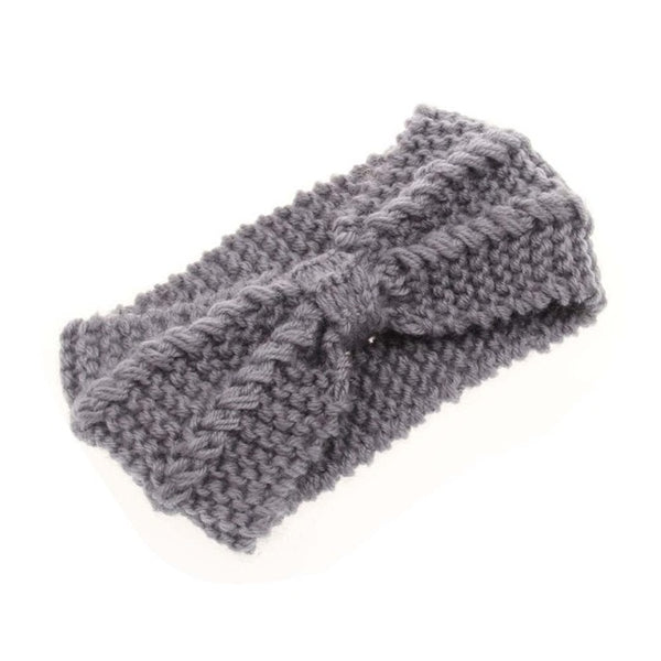 Knitted wide headband made of wool