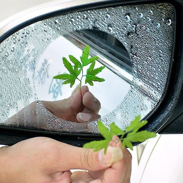 2 self-adhesive mirror protection car films against fogging & rain