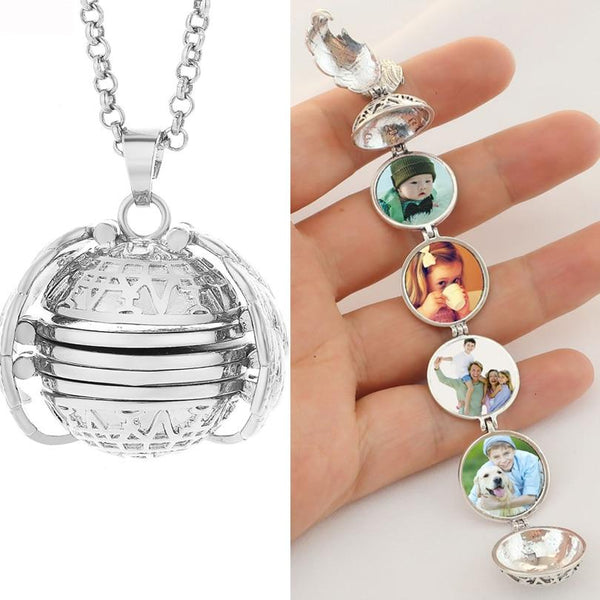Photo necklaces medallion for 4 pictures