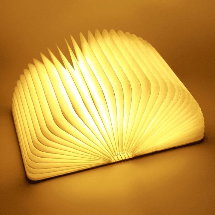  Warm Weiß LED Buch Lampe aus Walnussholz